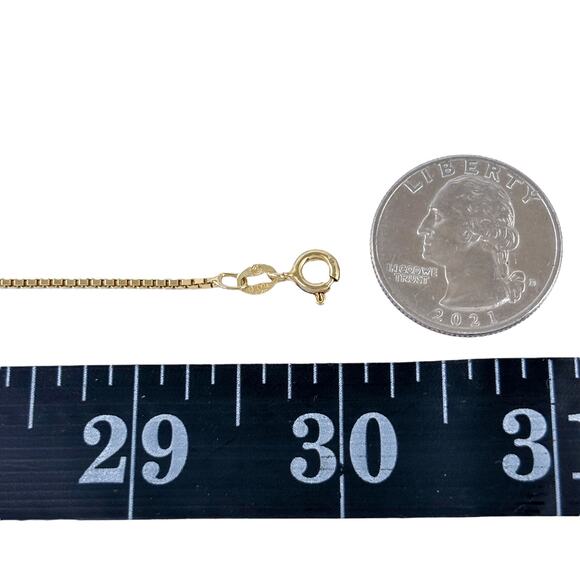 Gold Tone Box Chain Necklace | Italian Vintage Sterling Silver 925 | 30" - Picture 3 of 4